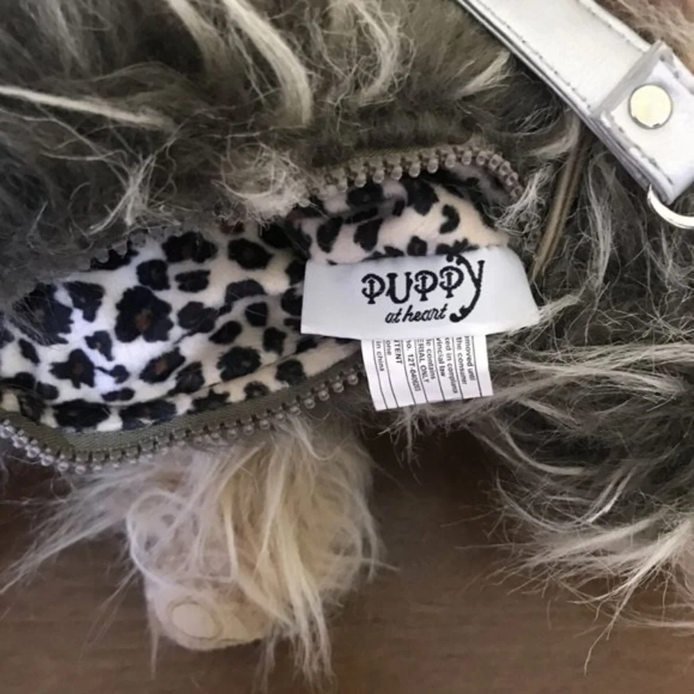 Plush Faux Fur Dog Harness Backpack - Tan and Black
